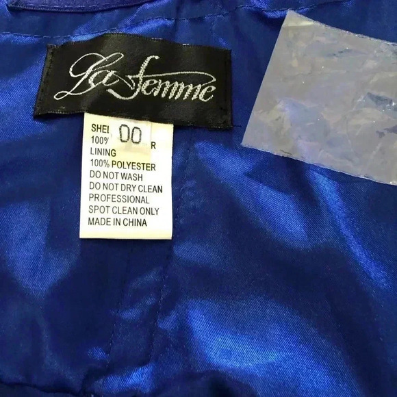 La Femme Size 00 Multi-Color Floral Chiffon Formal Gown Pockets Prom Wedding NEW - Picture 9 of 11